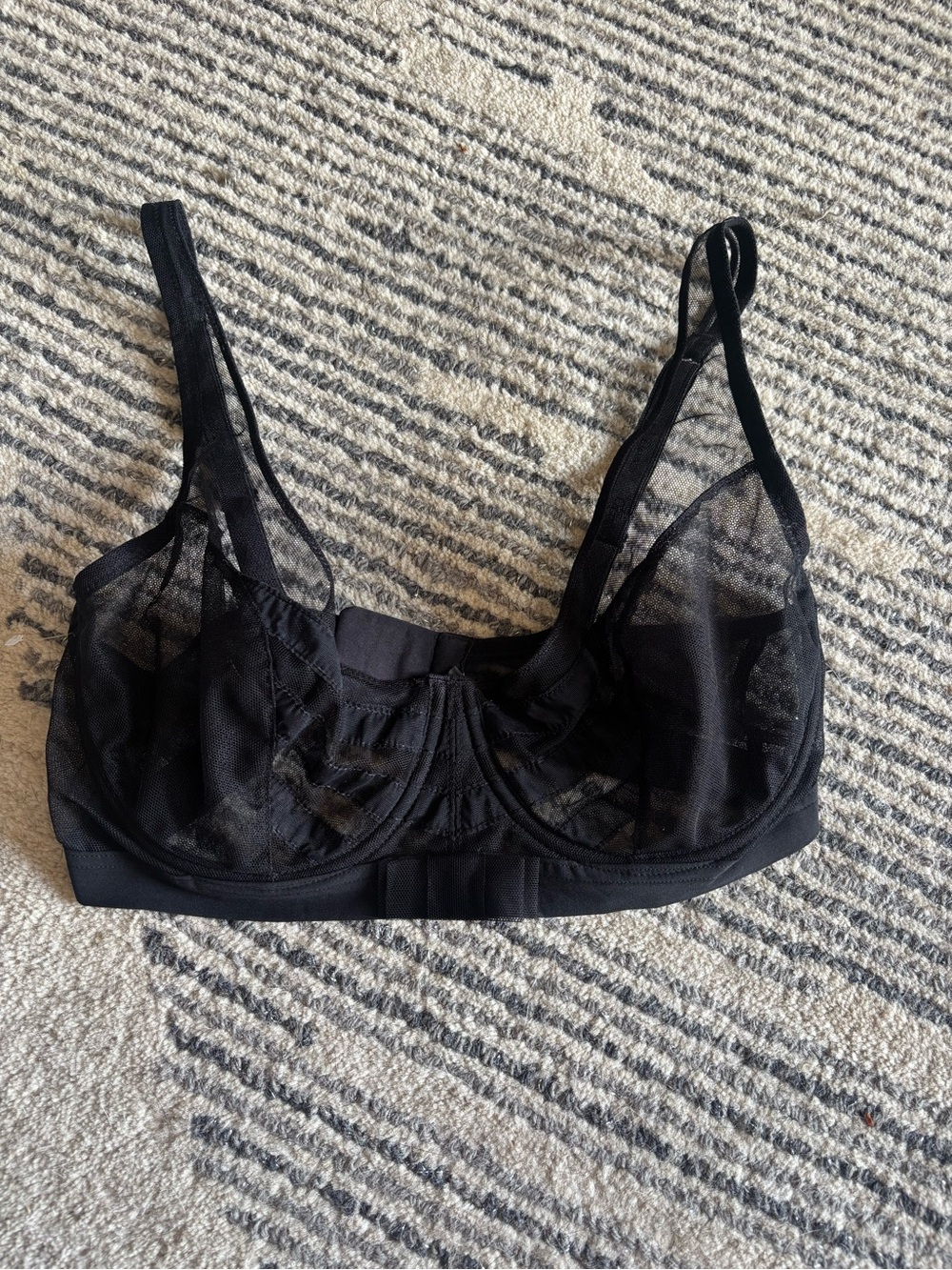 Sheer Unlined Black Mesh Underwire Bra - Women's Intimates